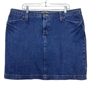Tommy Hilfiger Denim Jean Medium Wash Cotton Split Back Mini Skirt Size 18